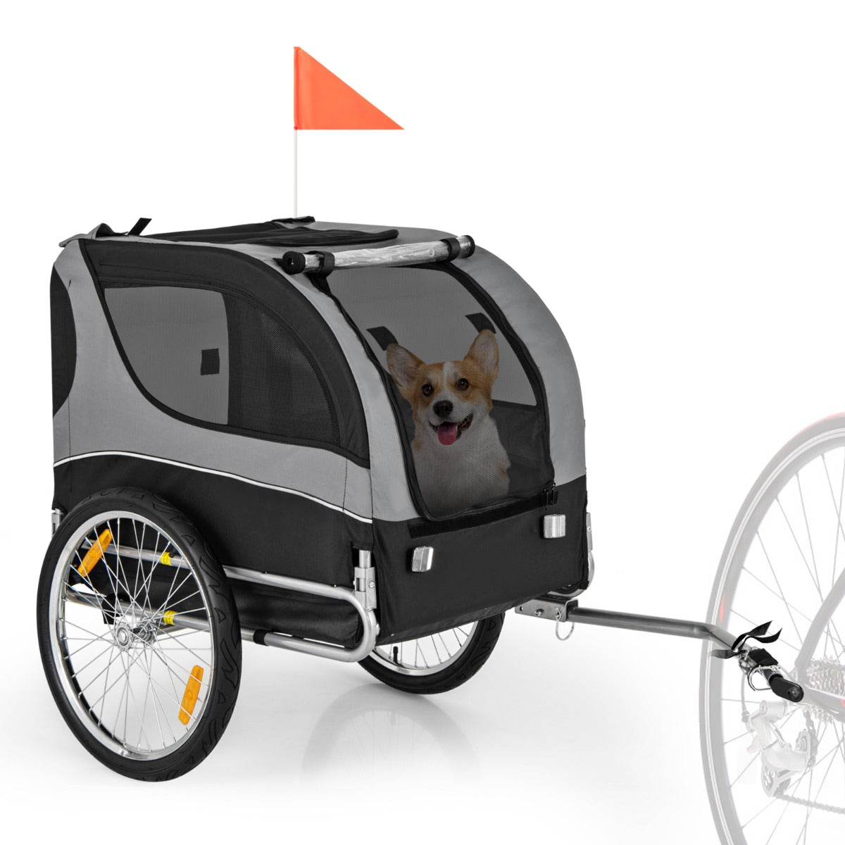 Livsk costway fietsaanhanger voor huisdieren tot 40 kg opvouwbare transportwagen voor huisdieren met wielen van 50 cm 1 1