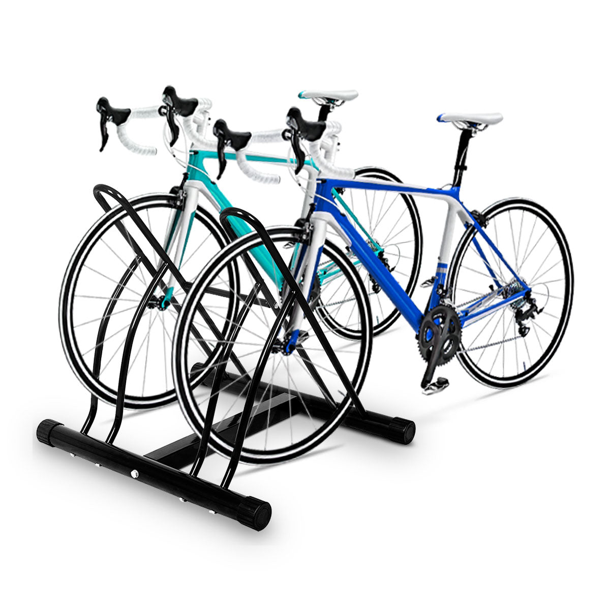 Livsk costway fietsenrek vloerstandaard fietsenrek voor 2 fietsen meervoudige standaard display standaard fietshouder zwart 60 x 53 x 56 cm 5