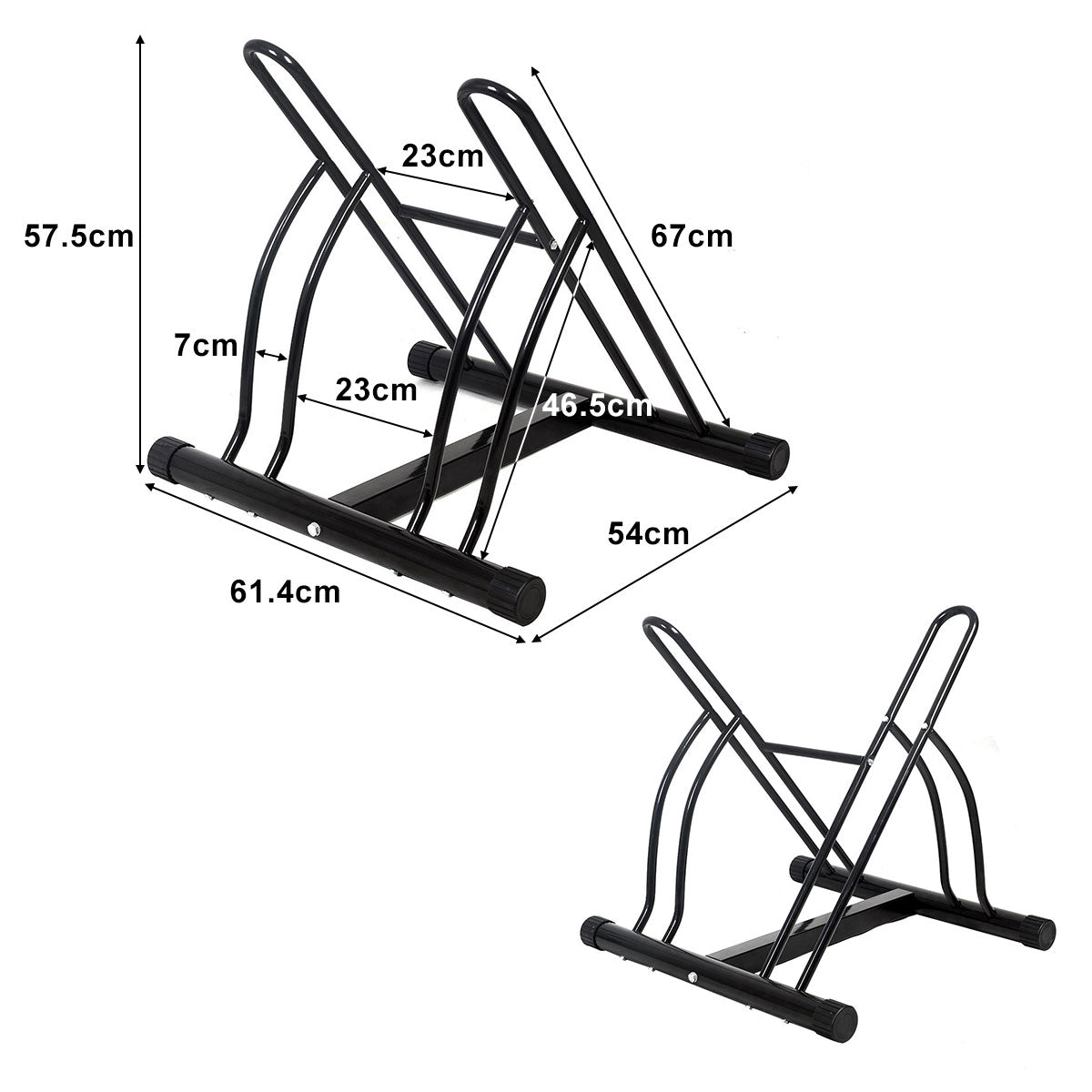 Livsk costway fietsenrek vloerstandaard fietsenrek voor 2 fietsen meervoudige standaard display standaard fietshouder zwart 60 x 53 x 56 cm 6
