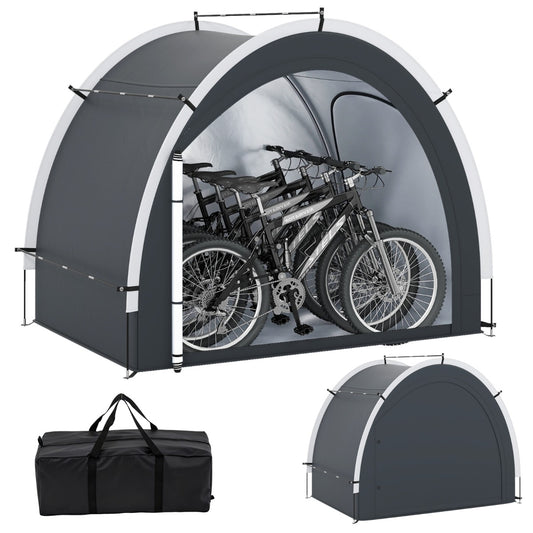 LIVSK Fietsenberging - Waterbestendig Oxford-stof - Ruimte voor 4-5 fietsen - Ritsdeur en zij-ingang - 218 x 153 x 182 cm - Zwart