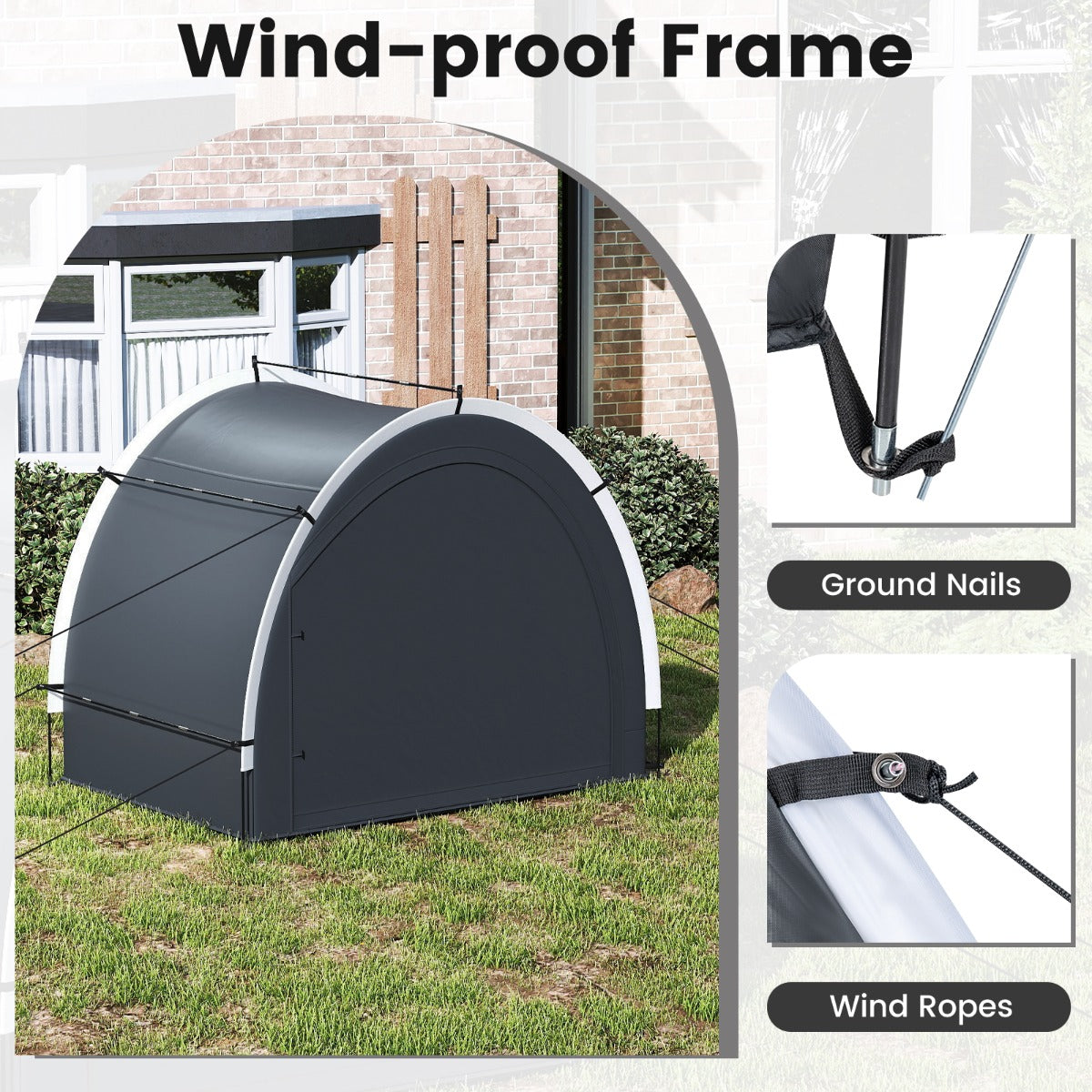 LIVSK Fietsenberging - Waterbestendig Oxford-stof - Ruimte voor 4-5 fietsen - Ritsdeur en zij-ingang - 218 x 153 x 182 cm - Zwart