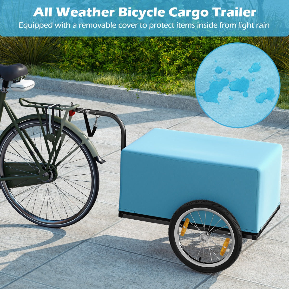 LIVSK Opvouwbare Fietskar - Roestbestendig Metalen Frame - 55 kg Draagvermogen - Luchtwielen met Reflectoren - Zwart + Blauw