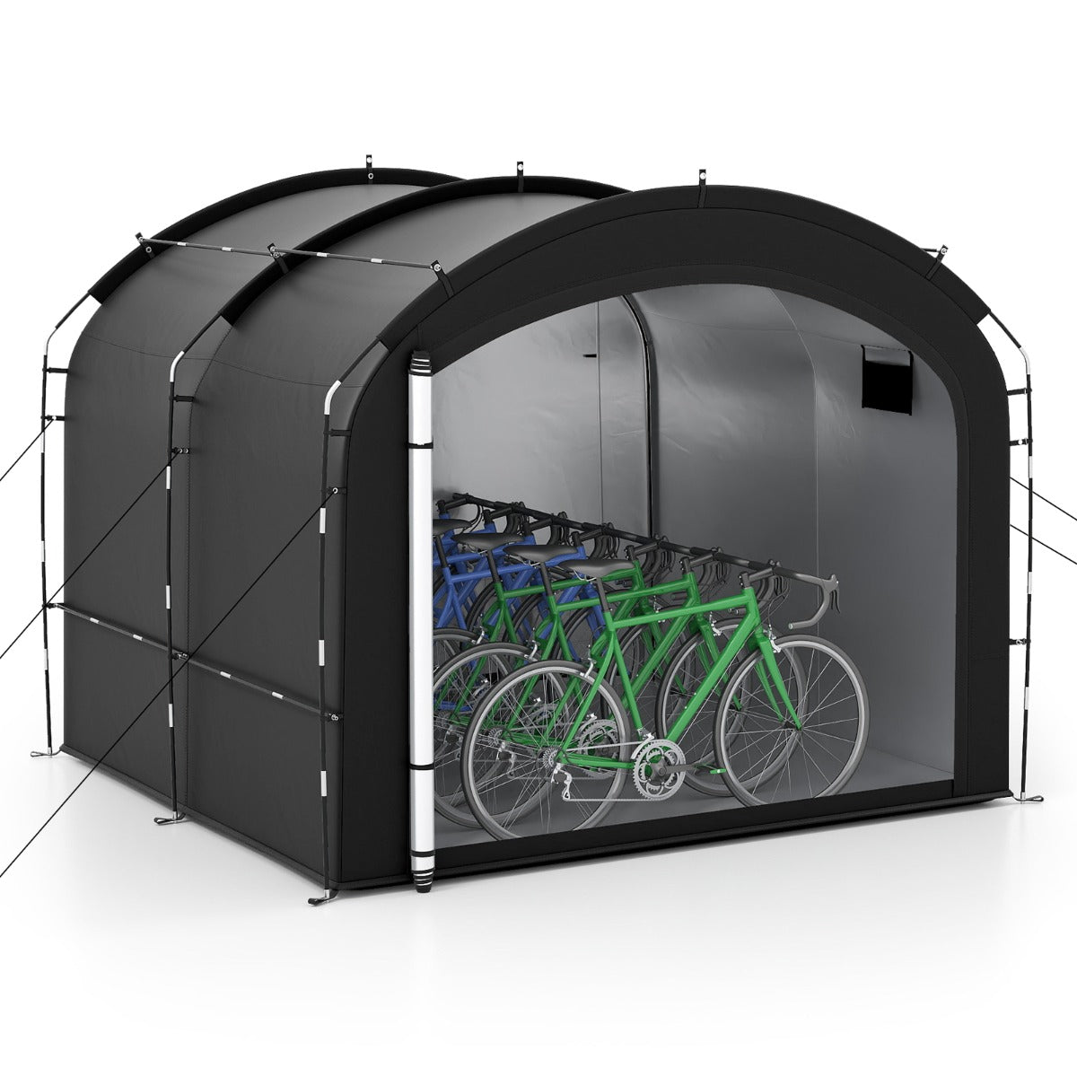 LIVSK Opbergtent voor Fietsen - Waterdichte Oxford-stof - Capaciteit 7-8 Fietsen - Dubbele Ritssluitingen - Zwart