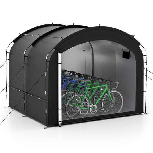 LIVSK Opbergtent voor Fietsen - Waterdichte Oxford-stof - Capaciteit 7-8 Fietsen - Dubbele Ritssluitingen - Zwart