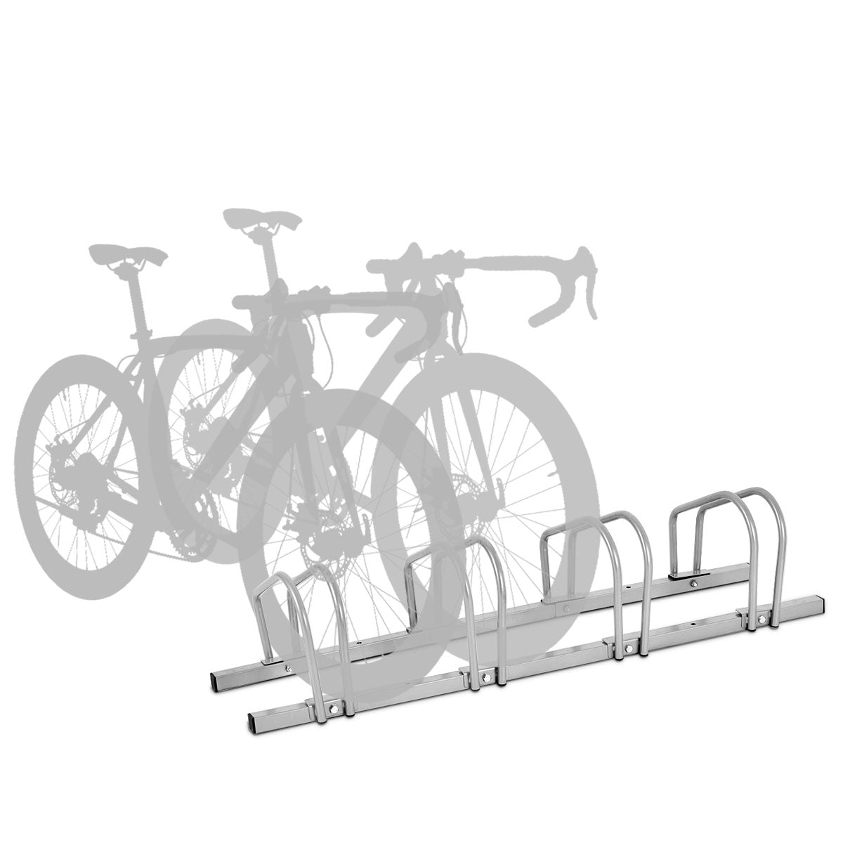 LIVSK Fietsenrek voor 4 Fietsen - Robuust Staal - Weerbestendig - Compact en Eenvoudig te Monteren - Zilver
