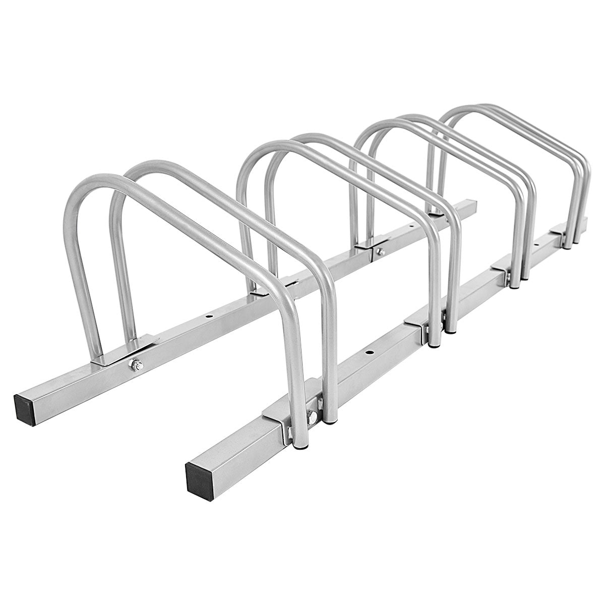 LIVSK Fietsenrek voor 4 Fietsen - Robuust Staal - Weerbestendig - Compact en Eenvoudig te Monteren - Zilver