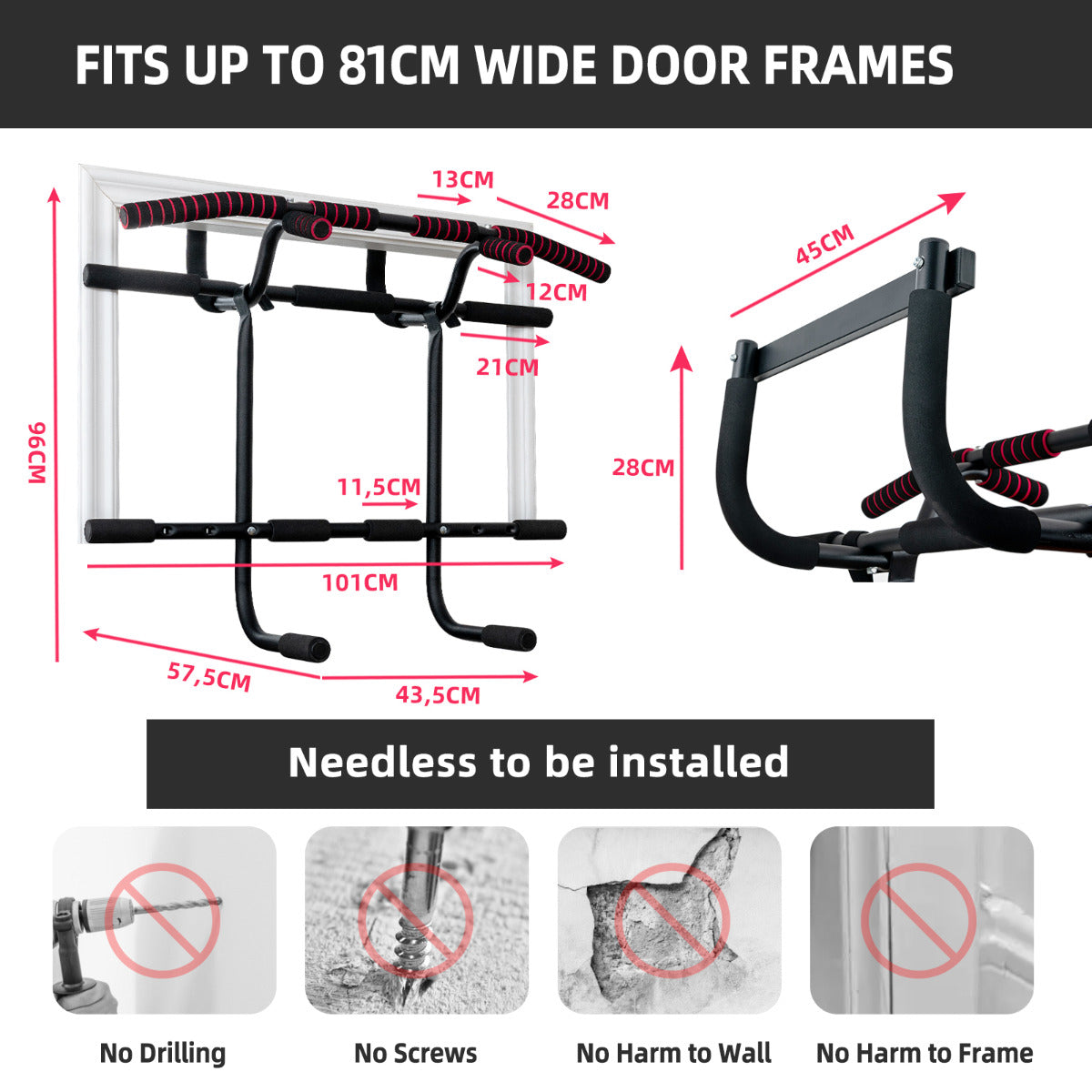 LIVSK Optrekstang voor Thuis - Multifunctioneel voor Pull-ups en Push-ups - Stevige Constructie tot 150 kg - Eenvoudige