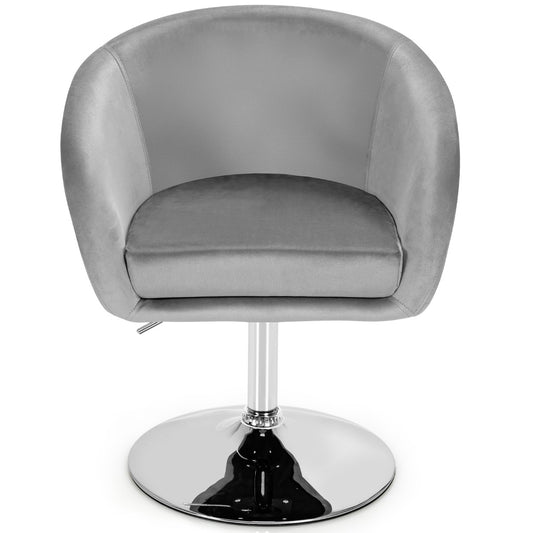 LIVSK Verstelbare Fluwelen Barkruk - Hoogte 72-86 cm - 360 Graden Draaibaar - Ergonomisch - Stabiel Metalen Frame - Grijs