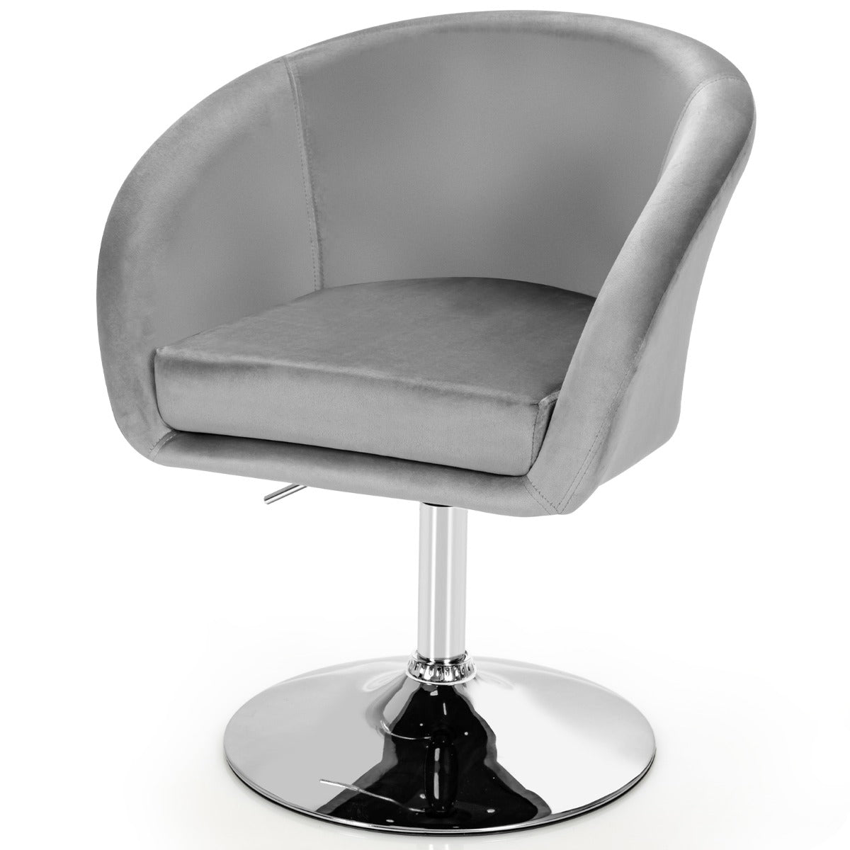 LIVSK Verstelbare Fluwelen Barkruk - Hoogte 72-86 cm - 360 Graden Draaibaar - Ergonomisch - Stabiel Metalen Frame - Grijs