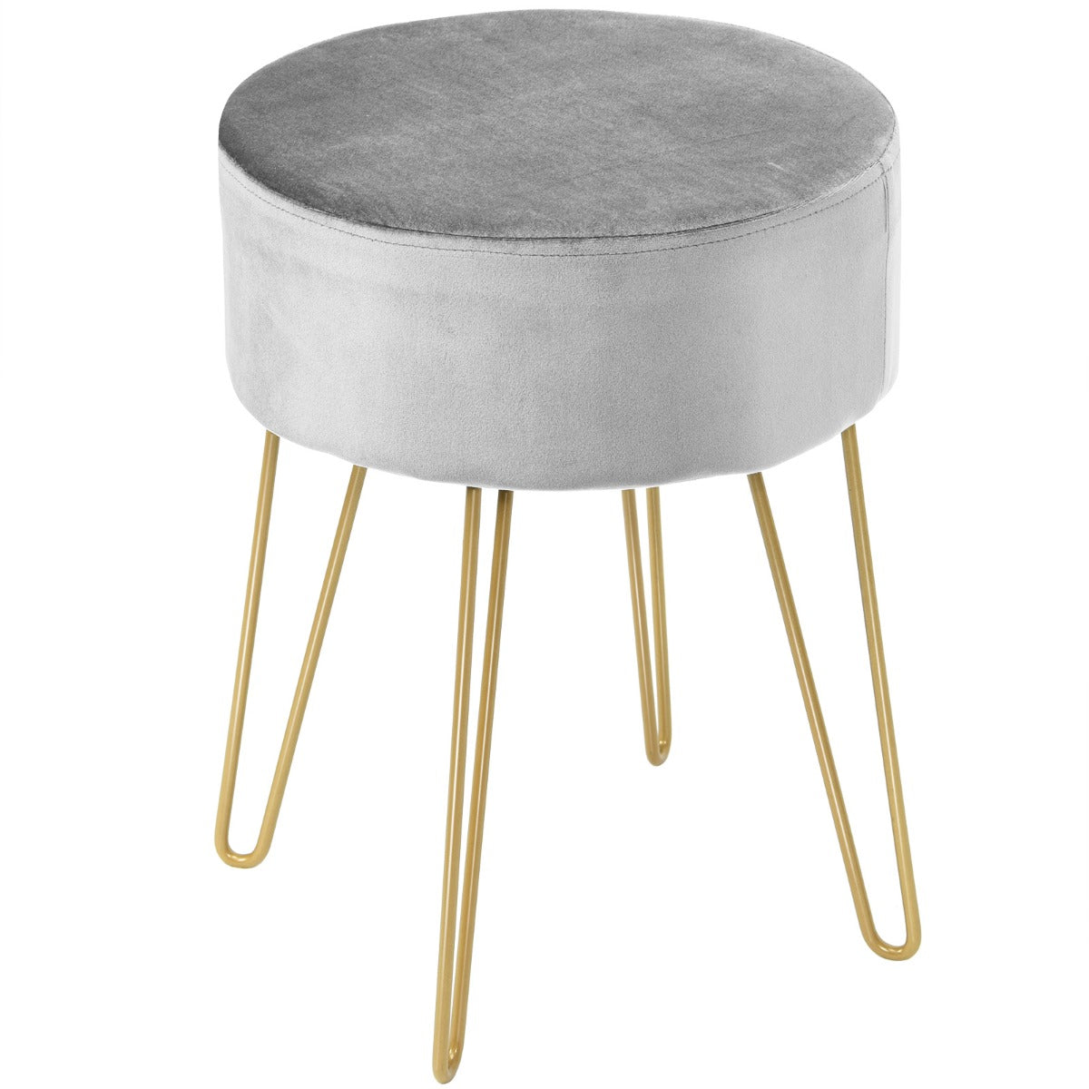 LIVSK Fluwelen Voetenbank met Voetsteun - Belastbaar tot 100 kg - Modern en Comfortabel - Voor Woonkamer en Slaapkamer - Grijs