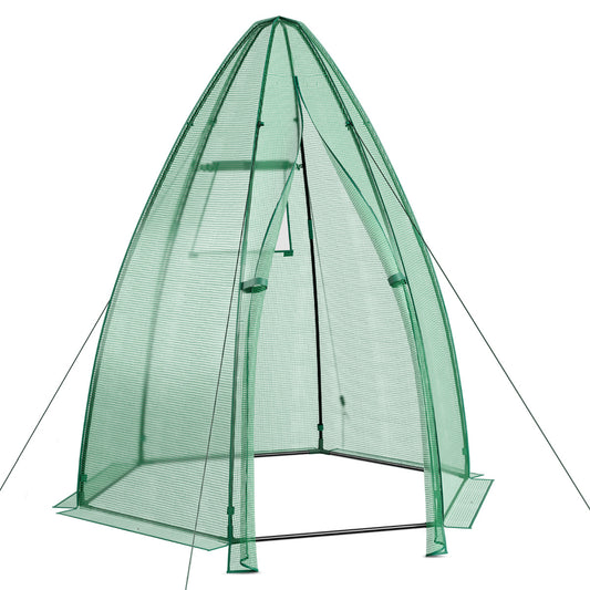 LIVSK Draagbare Mini-Broeikas - Voor Kleine Balkons en Tuinen - Windbestendig met Oprolbare Deur - 160 x 160 x 183 cm - Groen