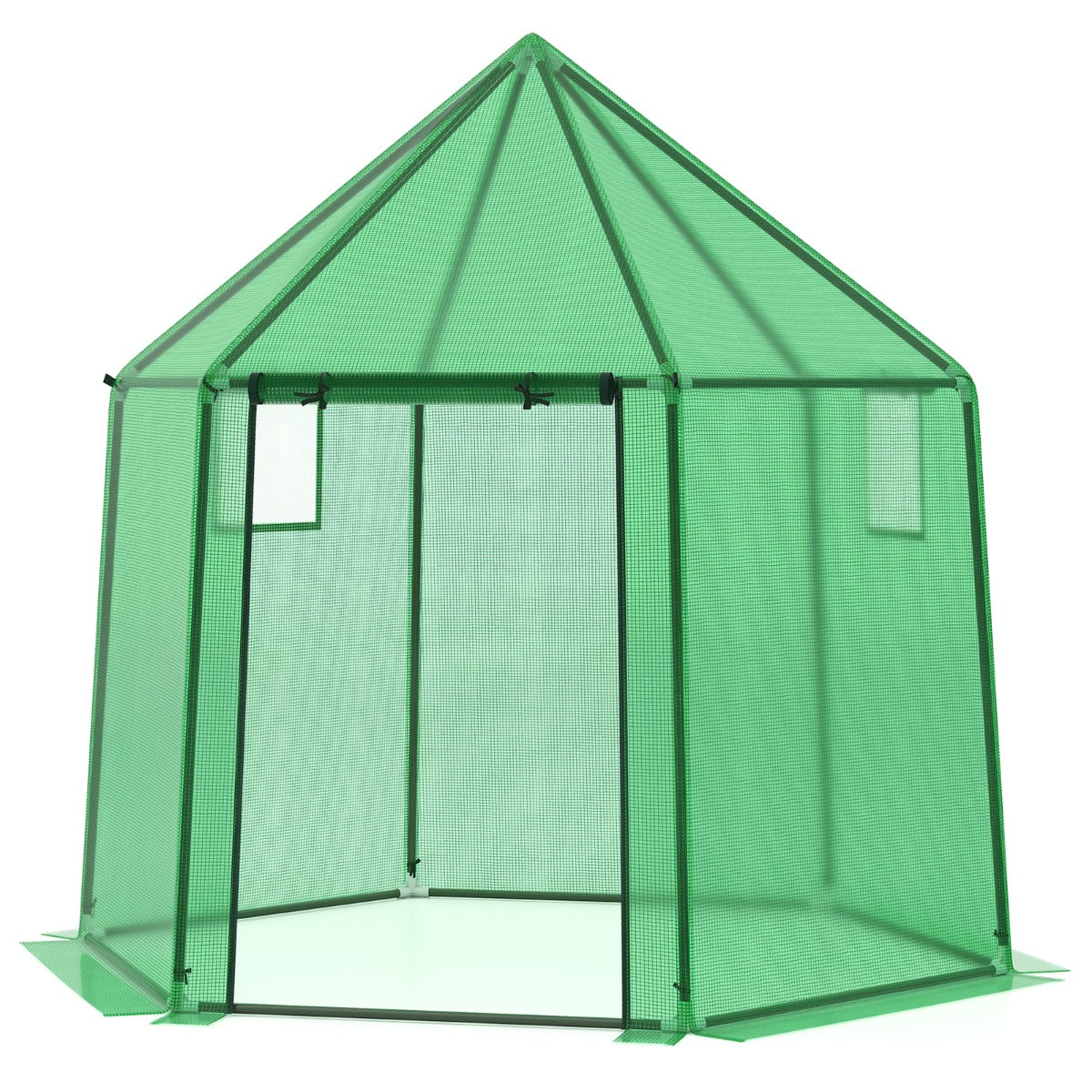LIVSK Mini-walk-in Kas - Oprolbare Deur - Dubbele Mesh-Vensters - PE-Coating - 198 x 172 x 190 cm - Groen
