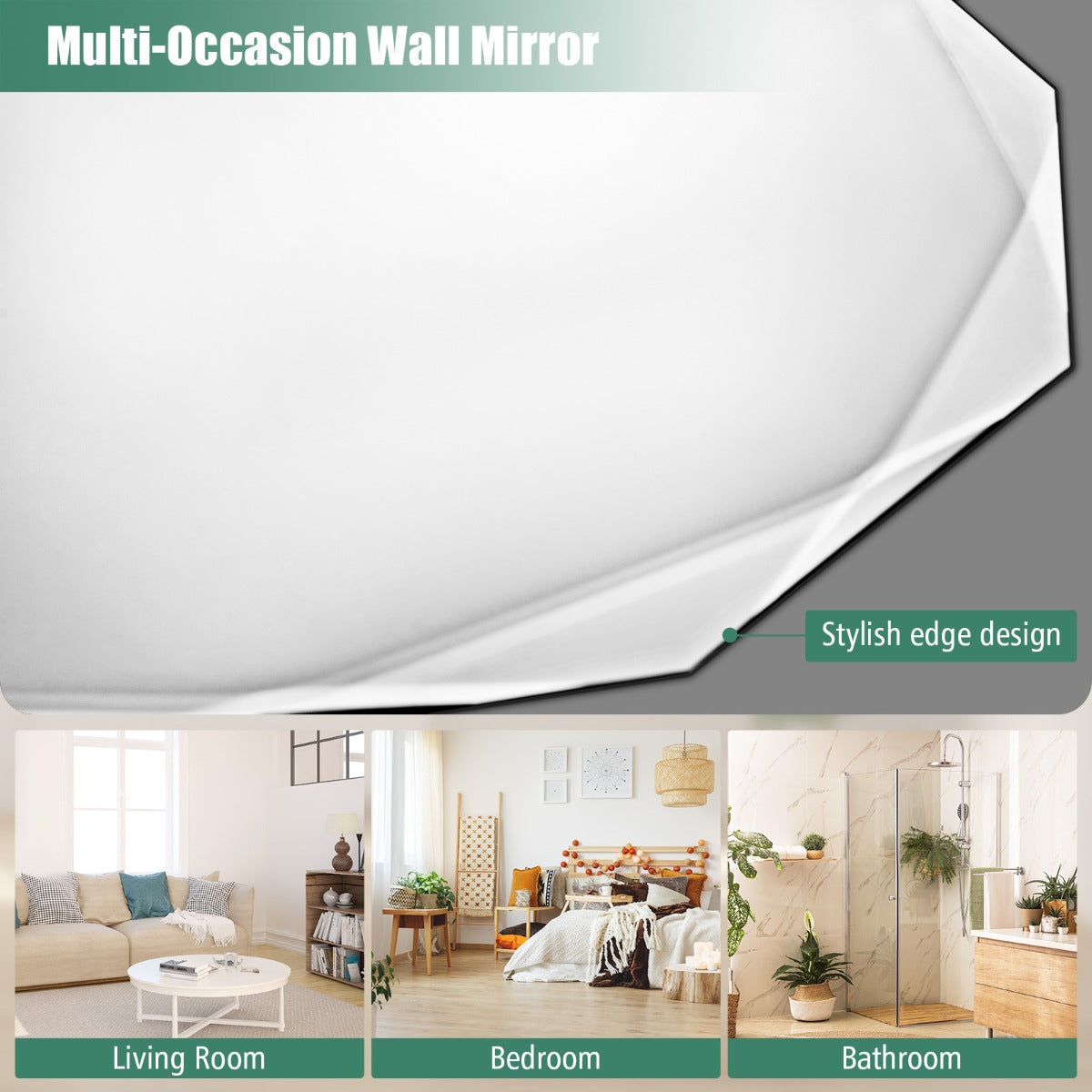 LIVSK Decoratieve Wandspiegel - Veilig HD-glas - Eenvoudige installatie - 76 x 76 cm - Rond - Zilver
