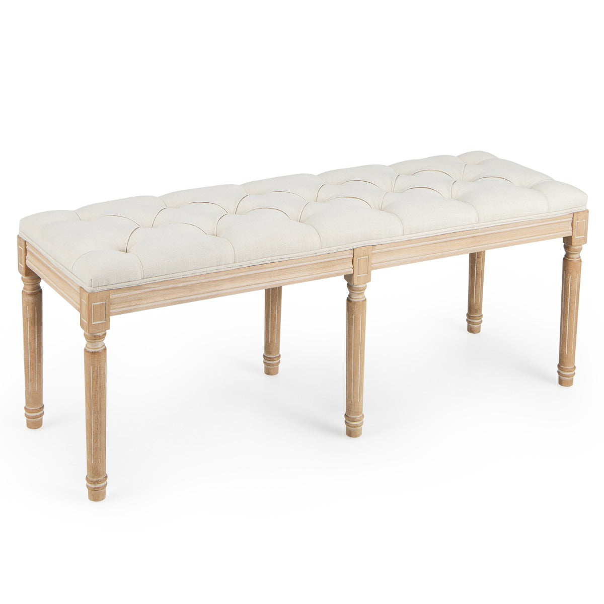 Livsk costway franse vintage halbank 120 cm gestoffeerde eetkamerbank