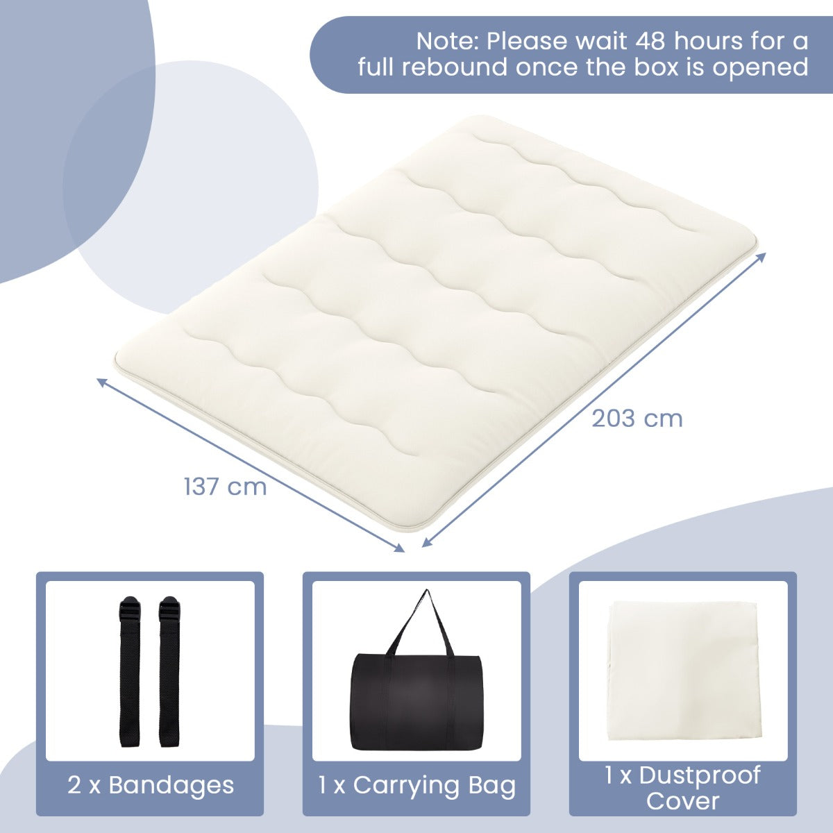 LIVSK Opvouwbare Futon-matras - Hoogwaardige Polyester - Wasbare Microvezelhoes - Veelzijdig voor Thuis en Kamperen - 200 x 140 x