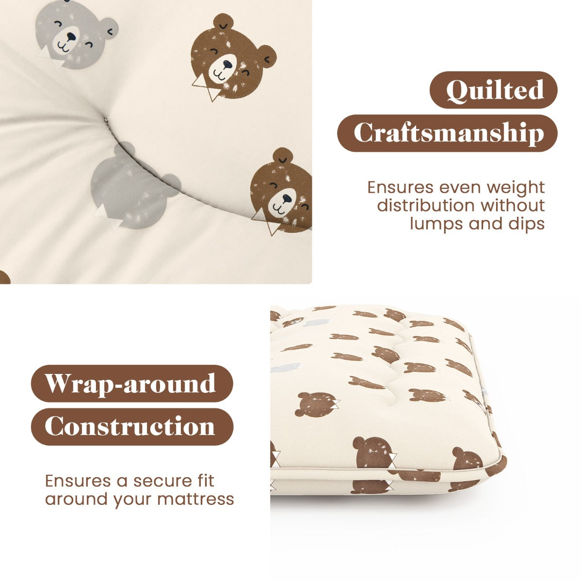 LIVSK Opvouwbare Futon-matras - Wasbare Microvezelhoes - Comfortabel als Slaapmat of Speelmat - 200 x 140 x 10 cm - Beige