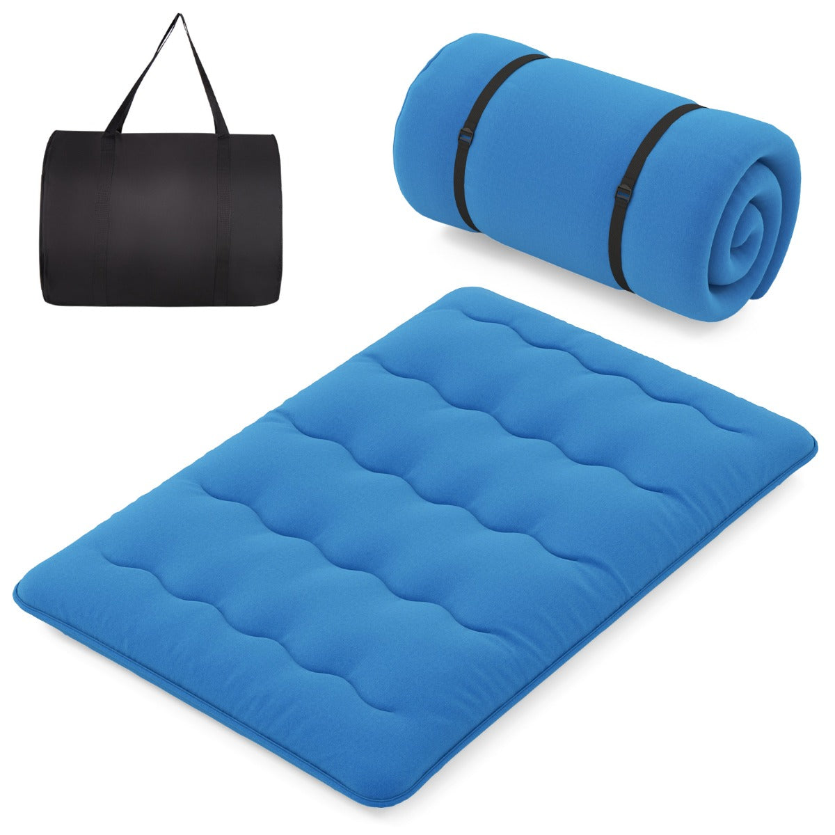 LIVSK Vloer-Futon-Matras - Draagbaar en Veelzijdig - Wasbare Microvezelhoes - Comfortabele Polyester Vulling - 200 x 140 x 10 cm