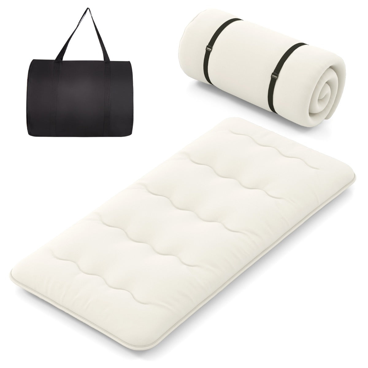 LIVSK Opvouwbare Futon-Matras - Hoogwaardige Polyester Vulling - Wasbare Microvezelhoes - Inclusief Draagtas - 200 x 90 x 10 cm -