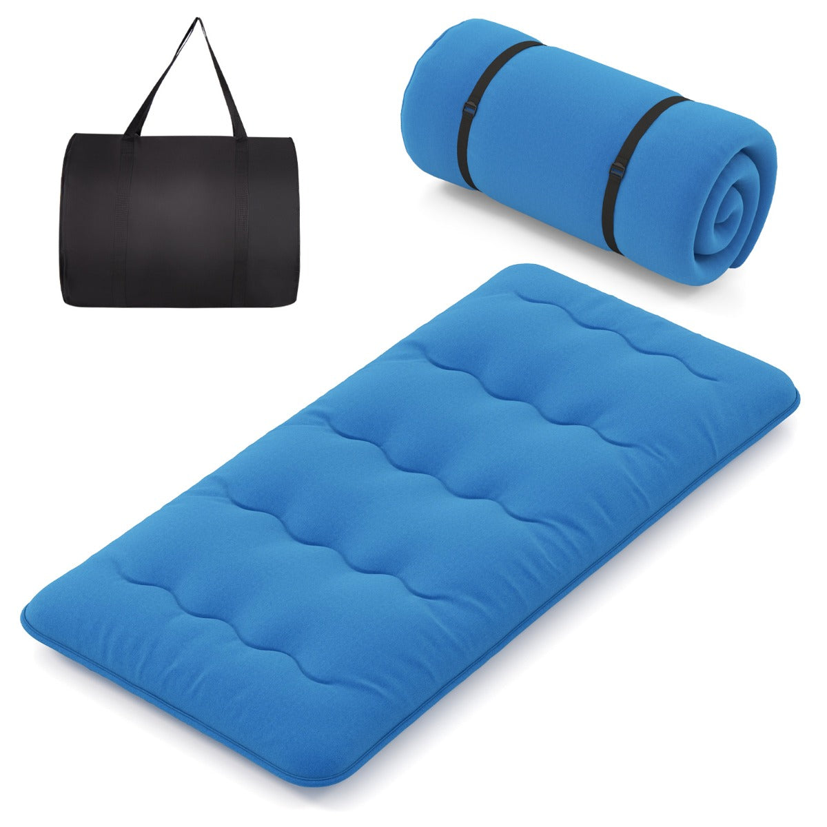 LIVSK Opvouwbare Vloermatras - Wasbare Microvezelhoes - Geschikt voor Kamperen en Spelen - 200 x 90 x 10 cm - Blauw