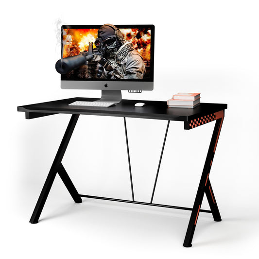 LIVSK Ergonomische Gamingtafel - MDF Tafelblad 116 x 75 cm - Robuust Metalen Frame - Verstelbare Voetkussens - Zwart