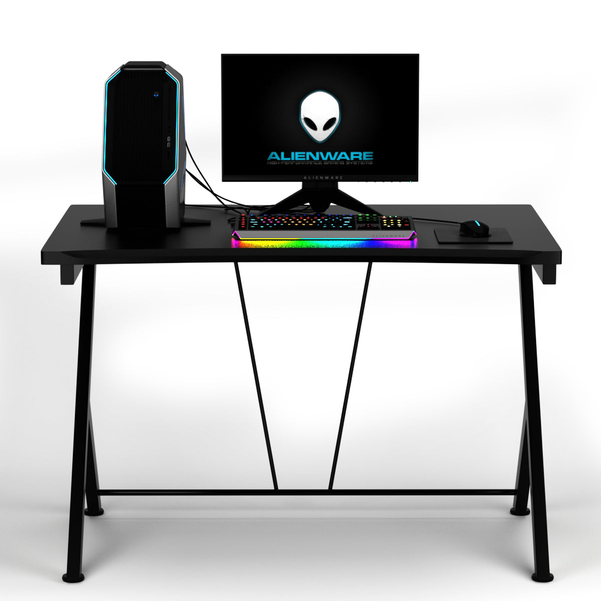 LIVSK Ergonomische Gamingtafel - MDF Tafelblad 116 x 75 cm - Robuust Metalen Frame - Verstelbare Voetkussens - Zwart