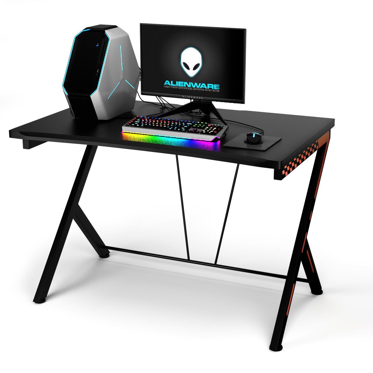 LIVSK Ergonomische Gamingtafel - MDF Tafelblad 116 x 75 cm - Robuust Metalen Frame - Verstelbare Voetkussens - Zwart