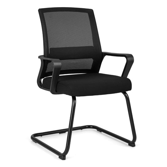 LIVSK Ergonomische Conferentiestoel - U-Voet - Ademend Mesh - Lendensteun - Voor Thuis en Kantoor - Tot 110 kg - Zwart
