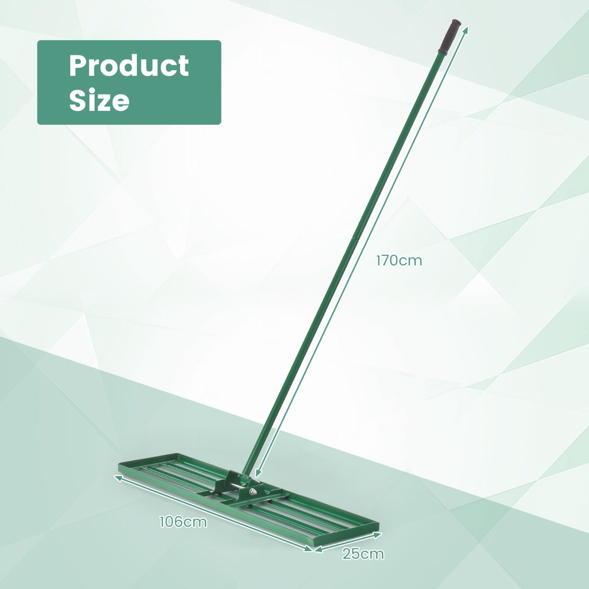 LIVSK Ergonomische Tuinhark 106 x 25 cm - Voor Gazon en Golfbaan - Anti-slip Handgreep - Duurzaam Metaal - Groen