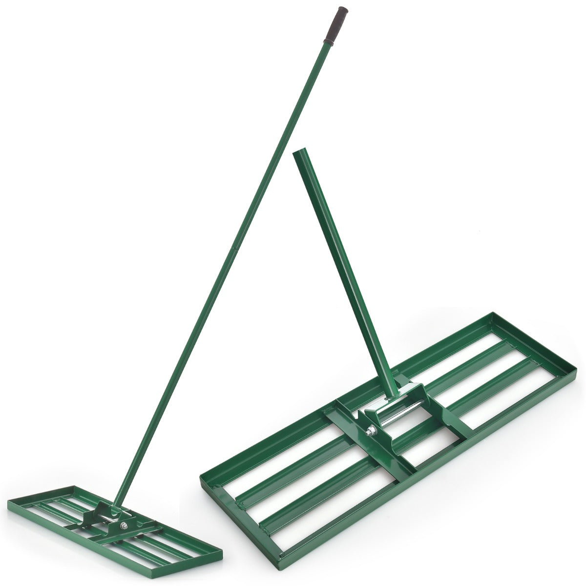 LIVSK Egaliseerhark voor Gazons - Ergonomische Handgreep 170 cm - U-vormige Kop - 75 x 25 cm - Duurzaam Metaal - Groen