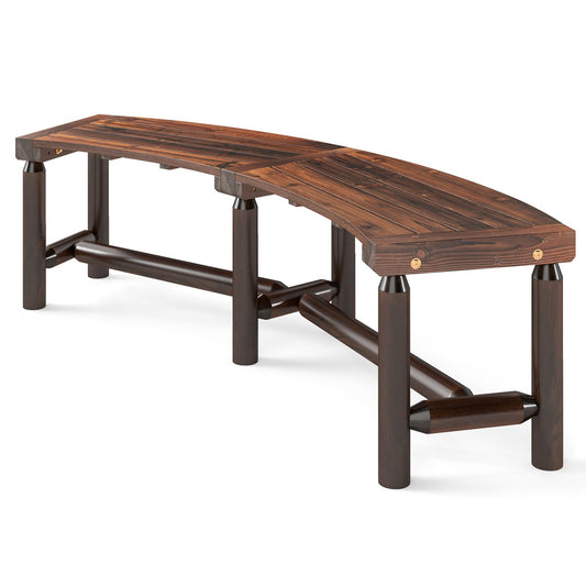 LIVSK Gebogen Houten Tuinbank - Massief Sparrenhout - Voor 2-3 Personen - Draagvermogen 360 kg - Elegante Natuurlijke Uitstraling