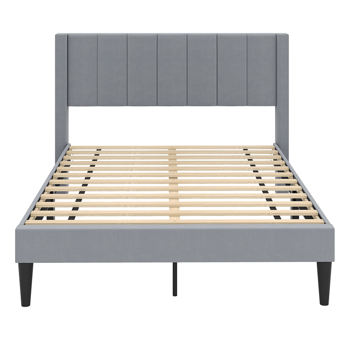 LIVSK Geïsoleerd Tweepersoonsbedframe - Fluweelstof - Houten Latten - Tot 250 kg - Bodemvrijheid 15 cm - 211 x 155 x 105 cm -