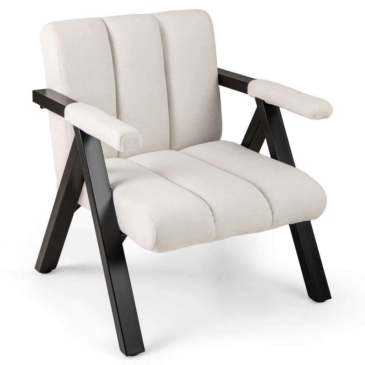 LIVSK Zitzakstoel en Poef-Set - Ergonomisch Ontwerp met Armleuningen - Hoogwaardig Teddy-Velours - Draagvermogen tot 150 kg -