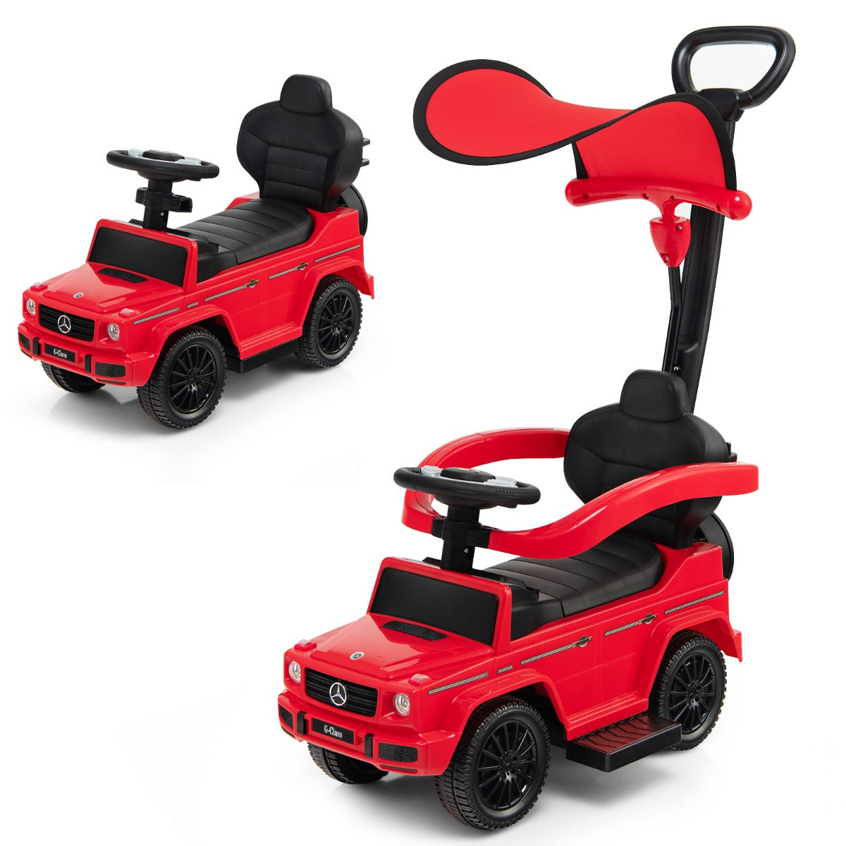 LIVSK Meereis Kinderwagen Mercedes G350 - 3-in-1 Functie - Verstelbaar Zonnedak - Voor Kinderen 12-36 Maanden - Rood