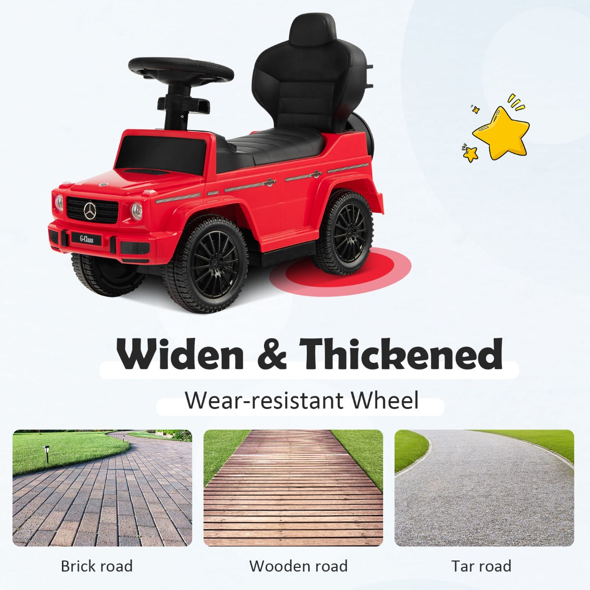 LIVSK Meereis Kinderwagen Mercedes G350 - 3-in-1 Functie - Verstelbaar Zonnedak - Voor Kinderen 12-36 Maanden - Rood