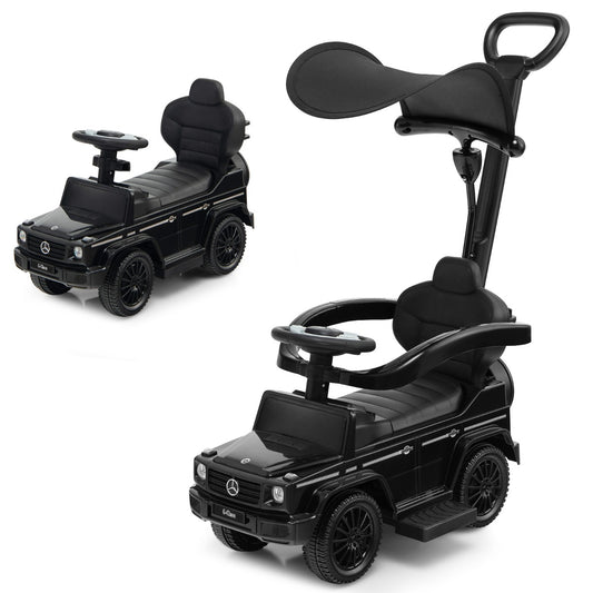 LIVSK 3-in-1 Loopauto voor Kinderen - Kinderwagen, Loopauto en Meerijdwagen - Verstelbare Zonnekap - Geluidseffecten - Zwart