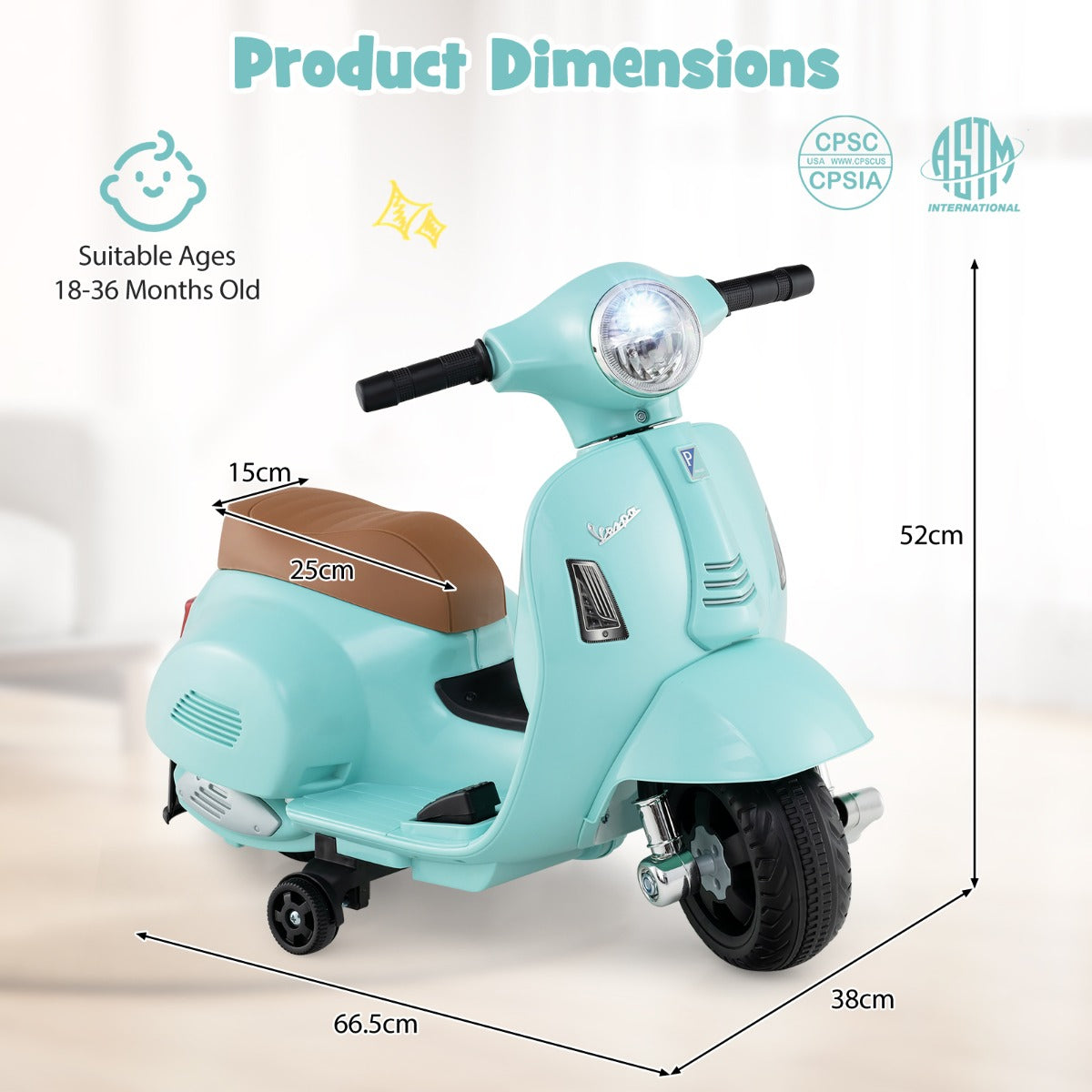 LIVSK Elektrische Kindermotorfiets - 30W Motor - LED-koplamp - Antikantelfunctie - Voor 18-36 maanden - Groen