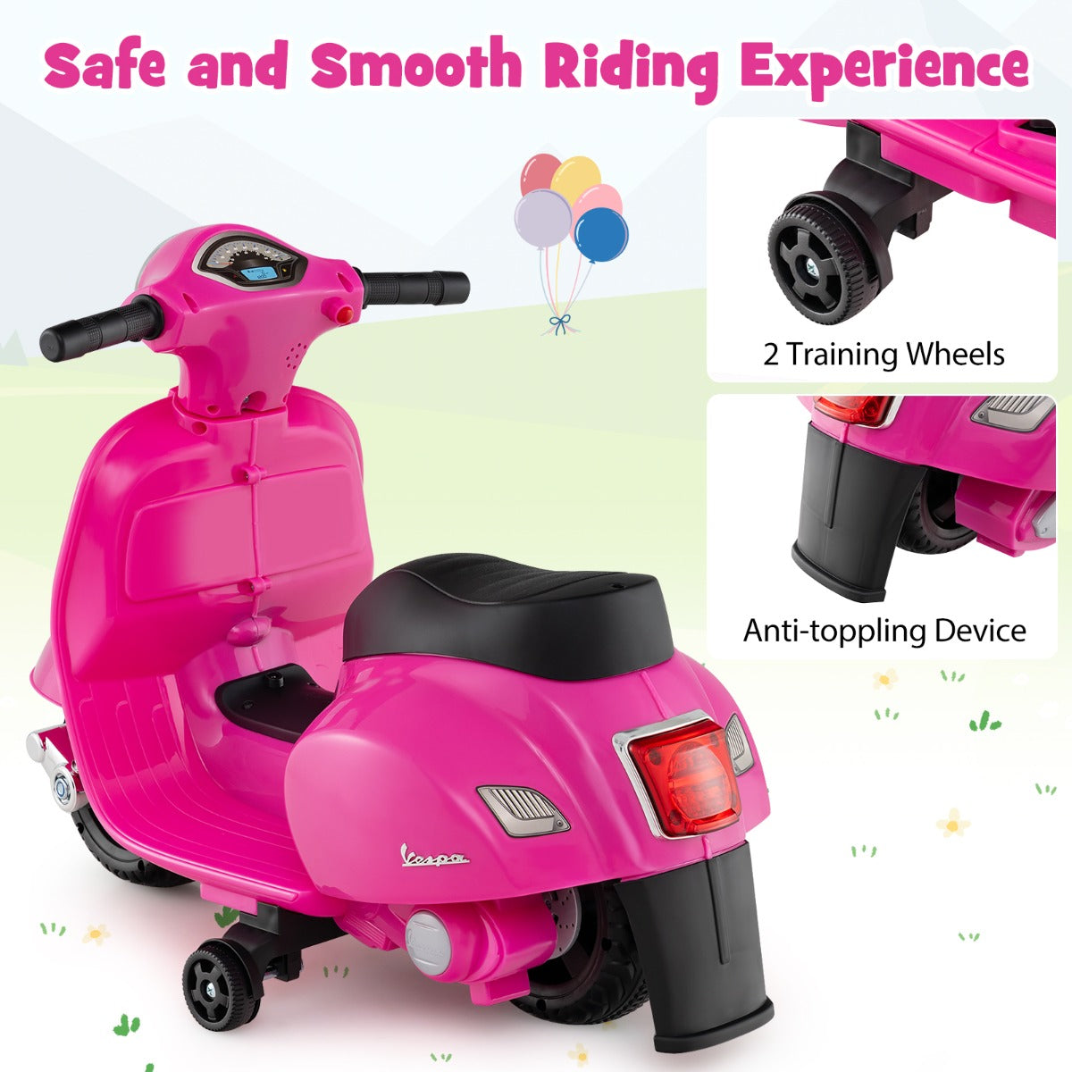 LIVSK Elektrische Kindermotorfiets - 30W Motor - LED-koplamp - Anti-kantelfunctie - Voor 18-36 maanden - Roze