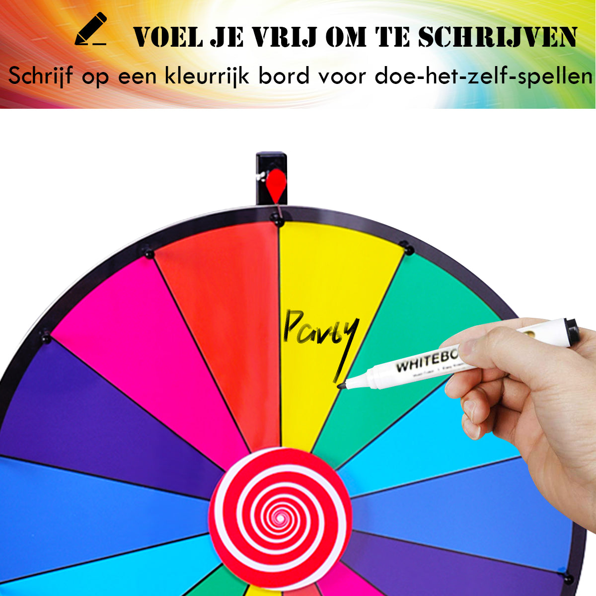 LIVSK Rad van Fortuin 60 cm - Kleurrijk Design - Voor Promoties en Kinderfeestjes - Eenvoudige Montage - Hoogte Verstelbaar -