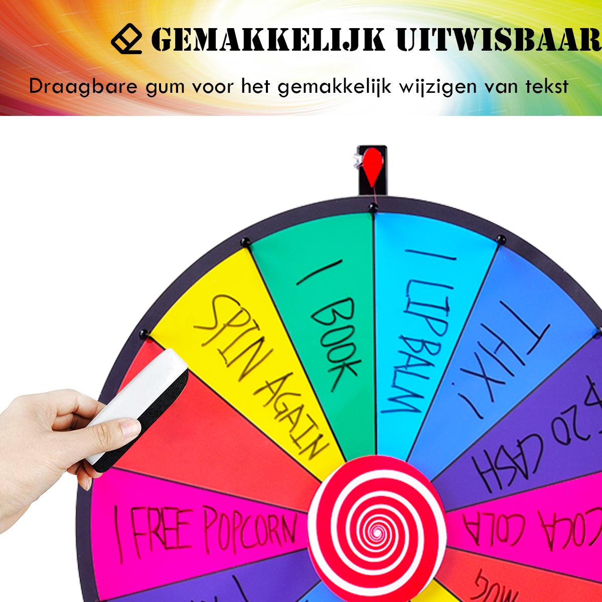 LIVSK Rad van Fortuin 60 cm - Kleurrijk Design - Voor Promoties en Kinderfeestjes - Eenvoudige Montage - Hoogte Verstelbaar -