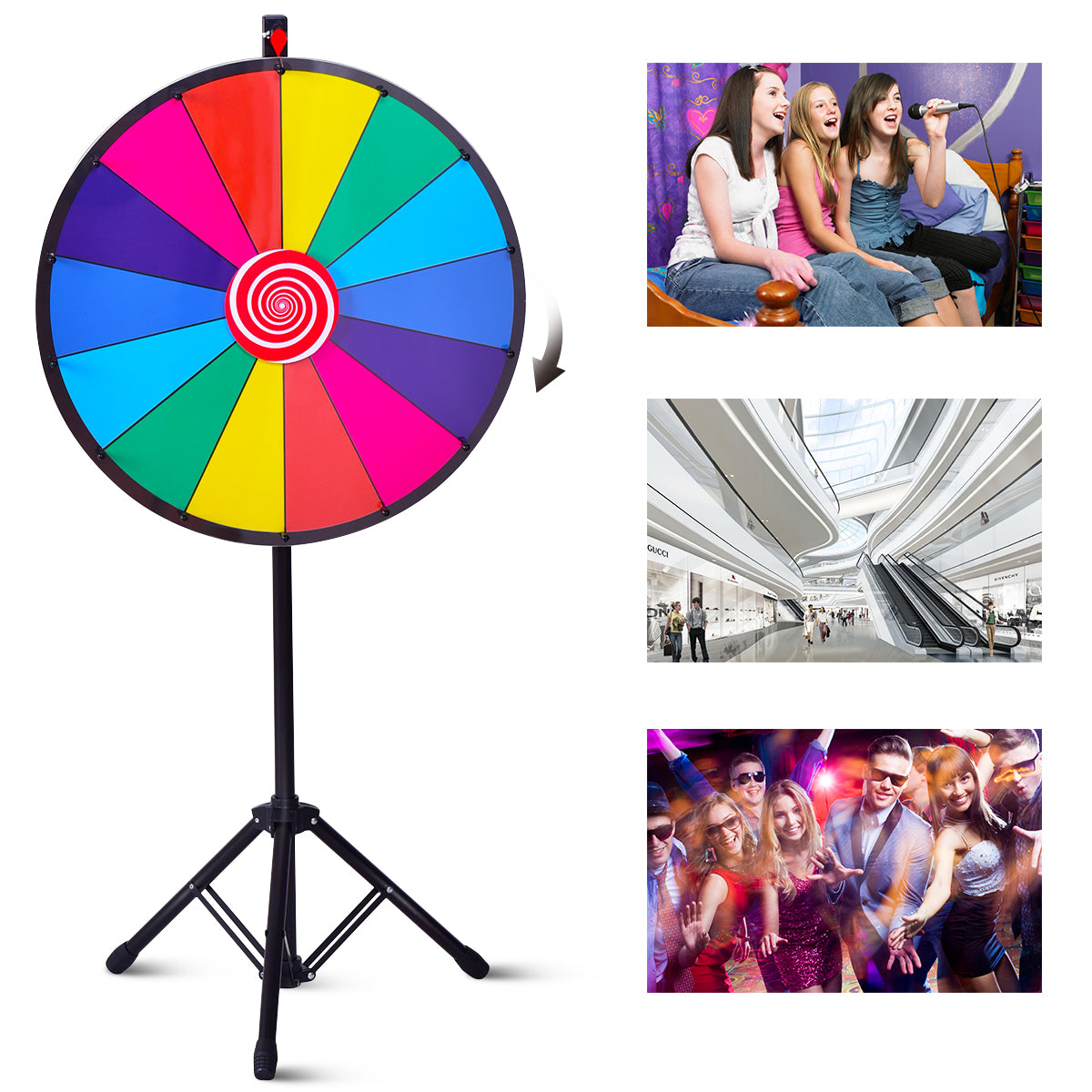 LIVSK Rad van Fortuin 60 cm - Kleurrijk Design - Voor Promoties en Kinderfeestjes - Eenvoudige Montage - Hoogte Verstelbaar -