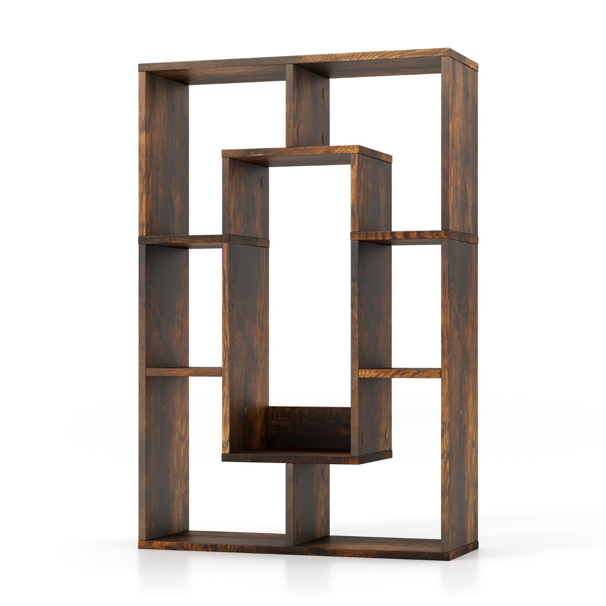 LIVSK Geometrische Boekenkast - 7 Kubussen - Anti-kantelsets - Duurzaam Gelamineerd Hout - 60 x 20 x 90 cm - Bruin