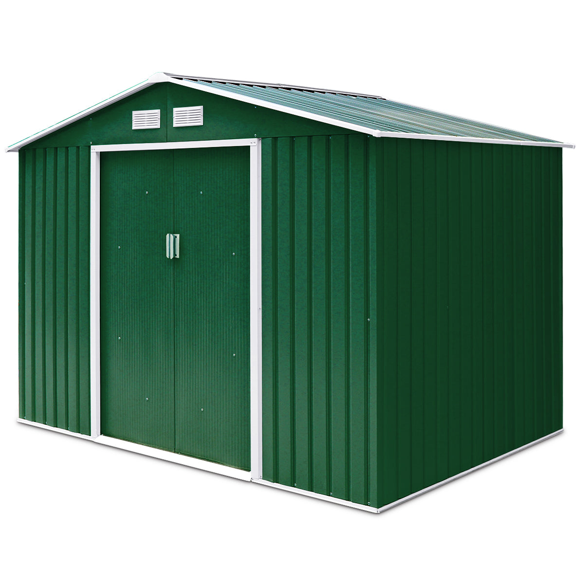 LIVSK Tuinopslagloods - Stevig Stalen Frame - Anti-corrosie - Ventilatieramen - 277 x 191 x 192 cm - Donkergroen