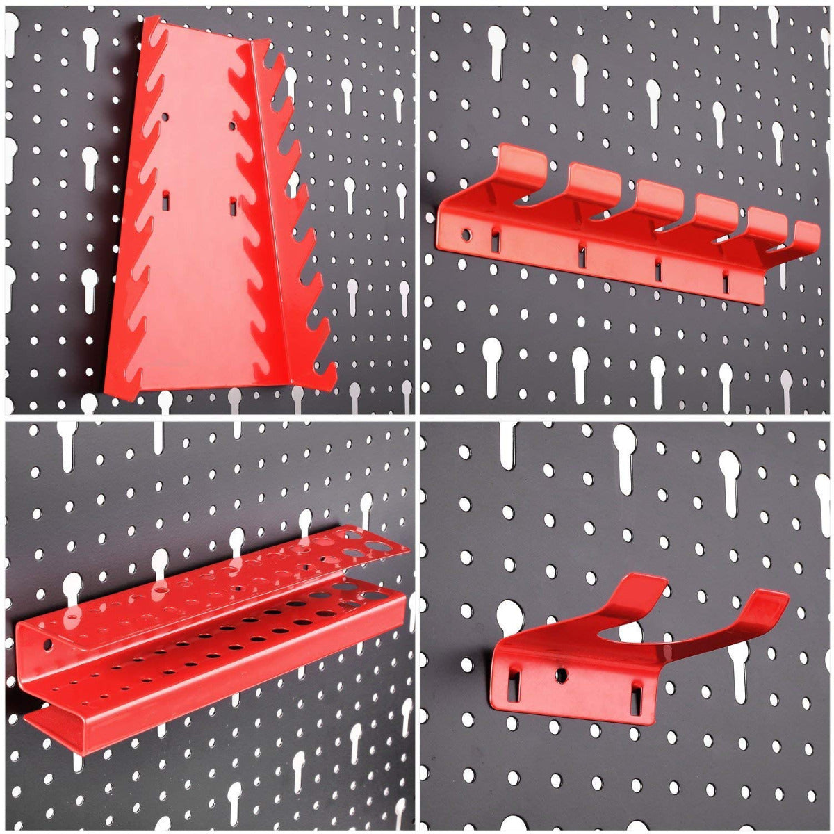 LIVSK Gereedschapswand - Geperforeerd - 17 Gereedschapshouders - Eenvoudige Montage - 120 x 60 x 2 cm - Grijs