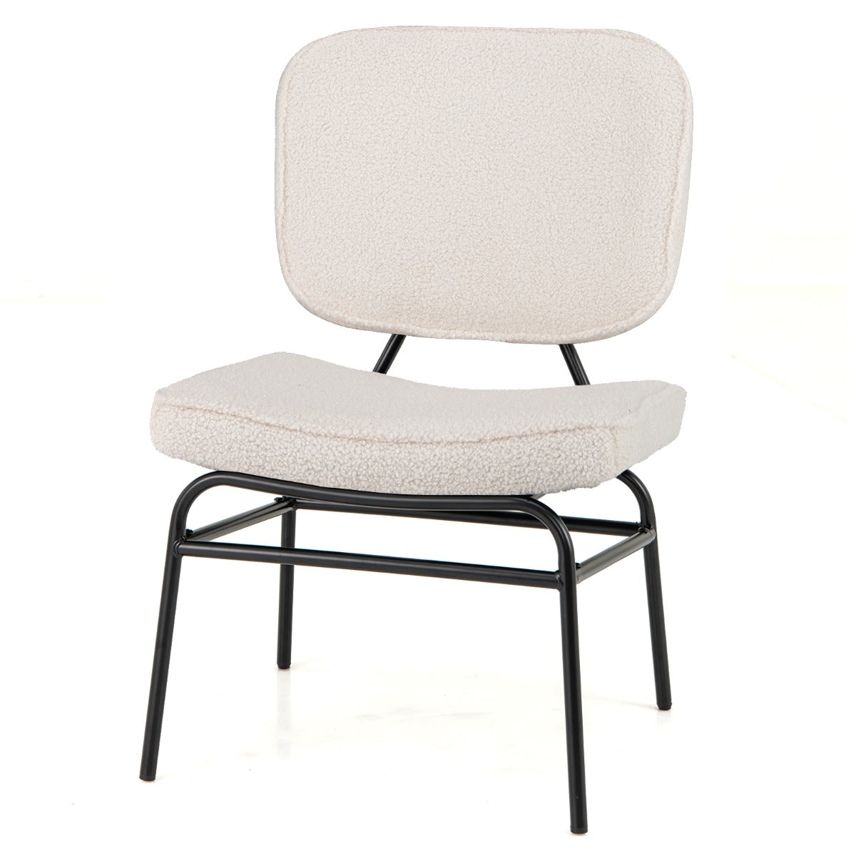 LIVSK Accentstoel Sherpa - Ergonomisch Ontwerp - Verstelbare Glijders - Robuust Metalen Frame - Tot 150 kg - Beige