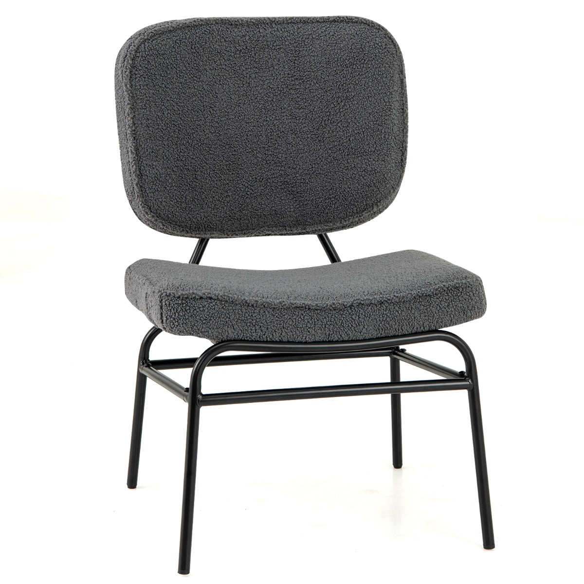 LIVSK Accentstoel Sherpa - Ergonomisch Ontwerp - Metalen Frame - Verstelbare Glijders - Tot 150 kg - Grijs