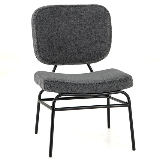 LIVSK Accentstoel Sherpa - Ergonomisch Ontwerp - Metalen Frame - Verstelbare Glijders - Tot 150 kg - Grijs