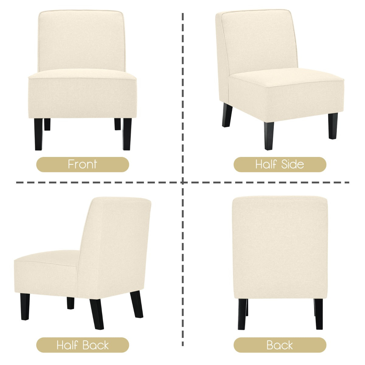 LIVSK Bijzetstoel - Rubberhouten Frame - Antislipglijders - Comfortabel Kussen - Draagvermogen tot 150 kg - Beige