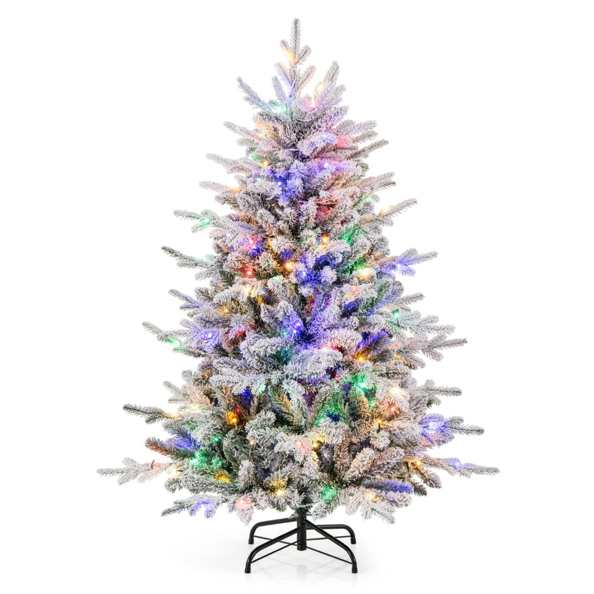 LIVSK Kunstkerstboom met LED-lampjes - 8 Verlichtingsstanden - Flocked Design - Hypoallergeen - 186 cm - Groen en Wit