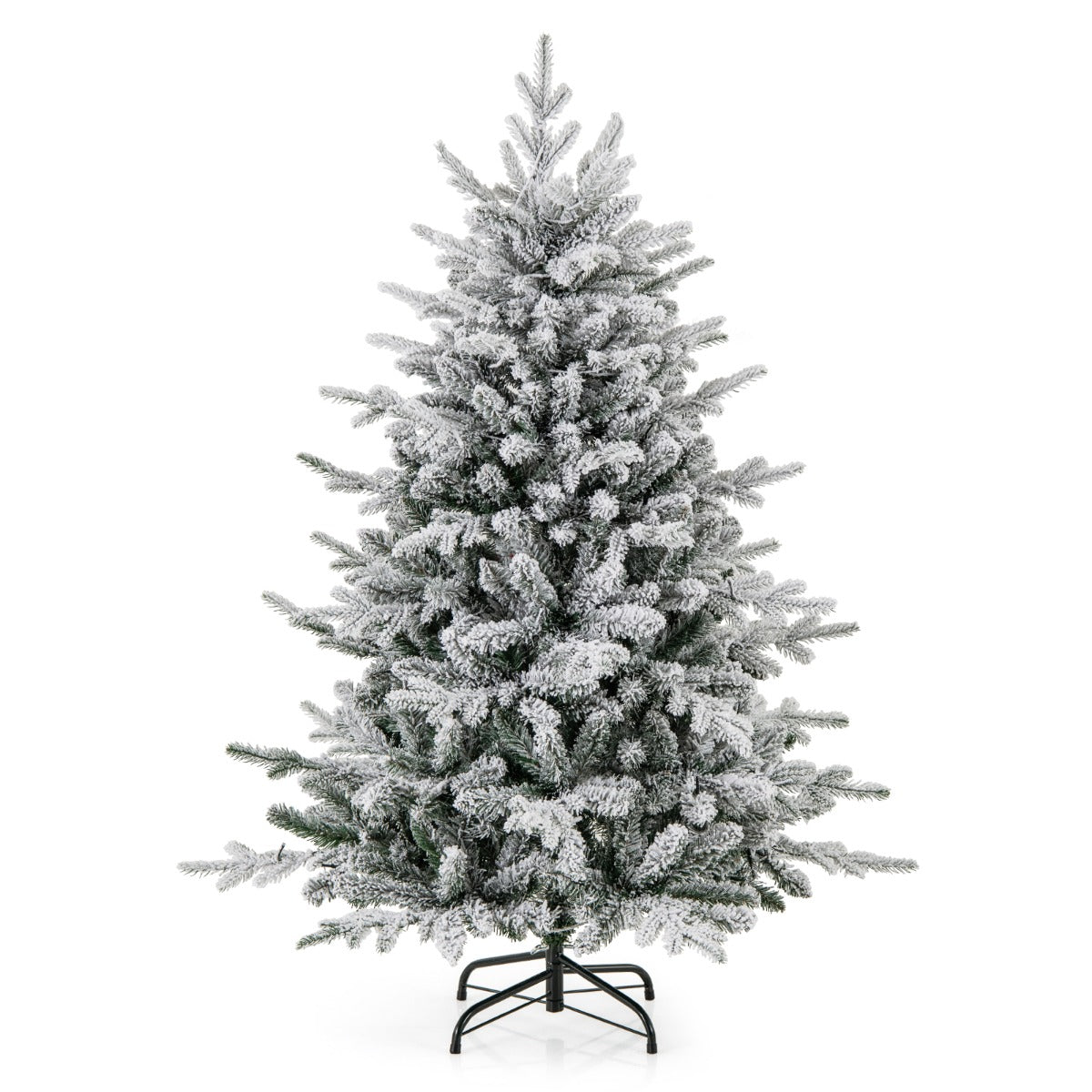 LIVSK Kunstkerstboom met LED-lampjes - 8 Verlichtingsstanden - Flocked Design - Hypoallergeen - 186 cm - Groen en Wit