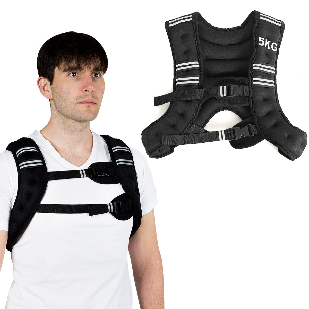 Livsk costway gewichtsvest 5 kg voor mannen en vrouwen trainingsapparatuur lichaamsgewicht vest met reflecterende streep verstelbare riem 1 1
